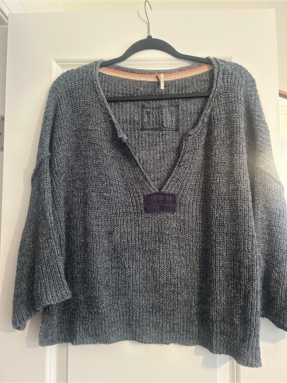 Free People Relaxed V-Neck Women's Sweater Navy